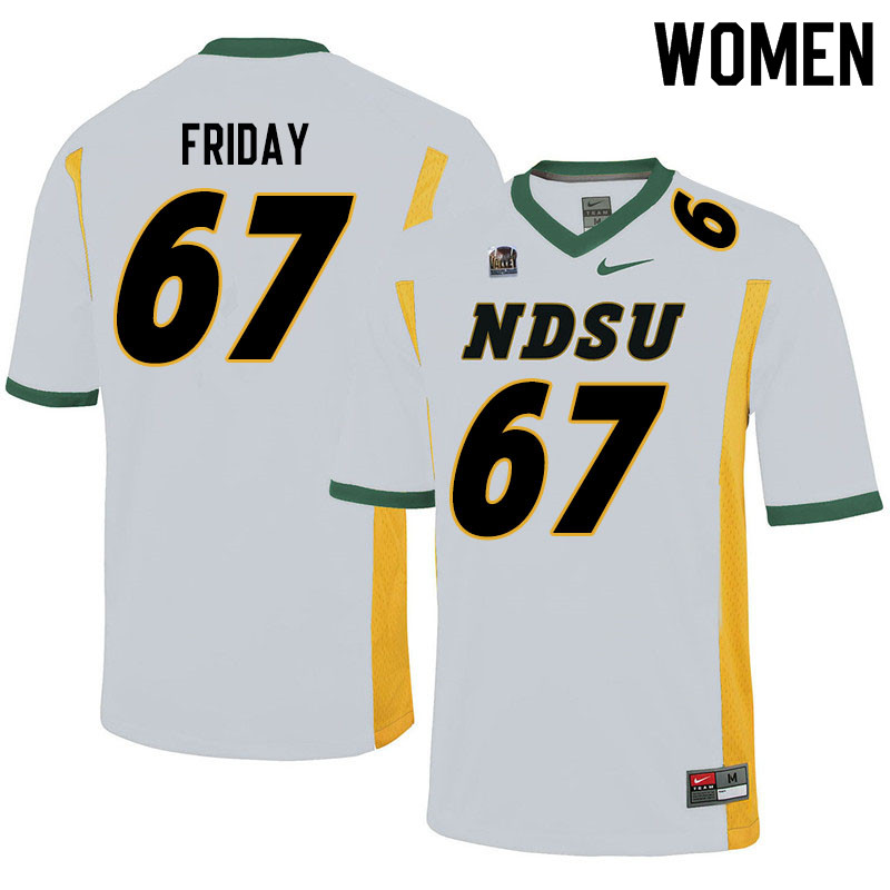Women #67 Bryce Friday North Dakota State Bison College Football Jerseys Sale-White - Click Image to Close